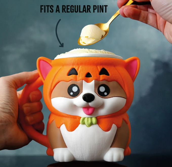Cat in Pumpkin Costume Ice Cream Holder - Halloween Ben & Jerry's Pint Holder