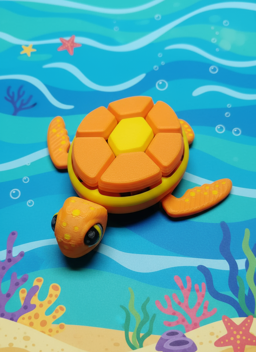 Articulated Turtle Fidget Toy - 3D Printed Flexi Toy