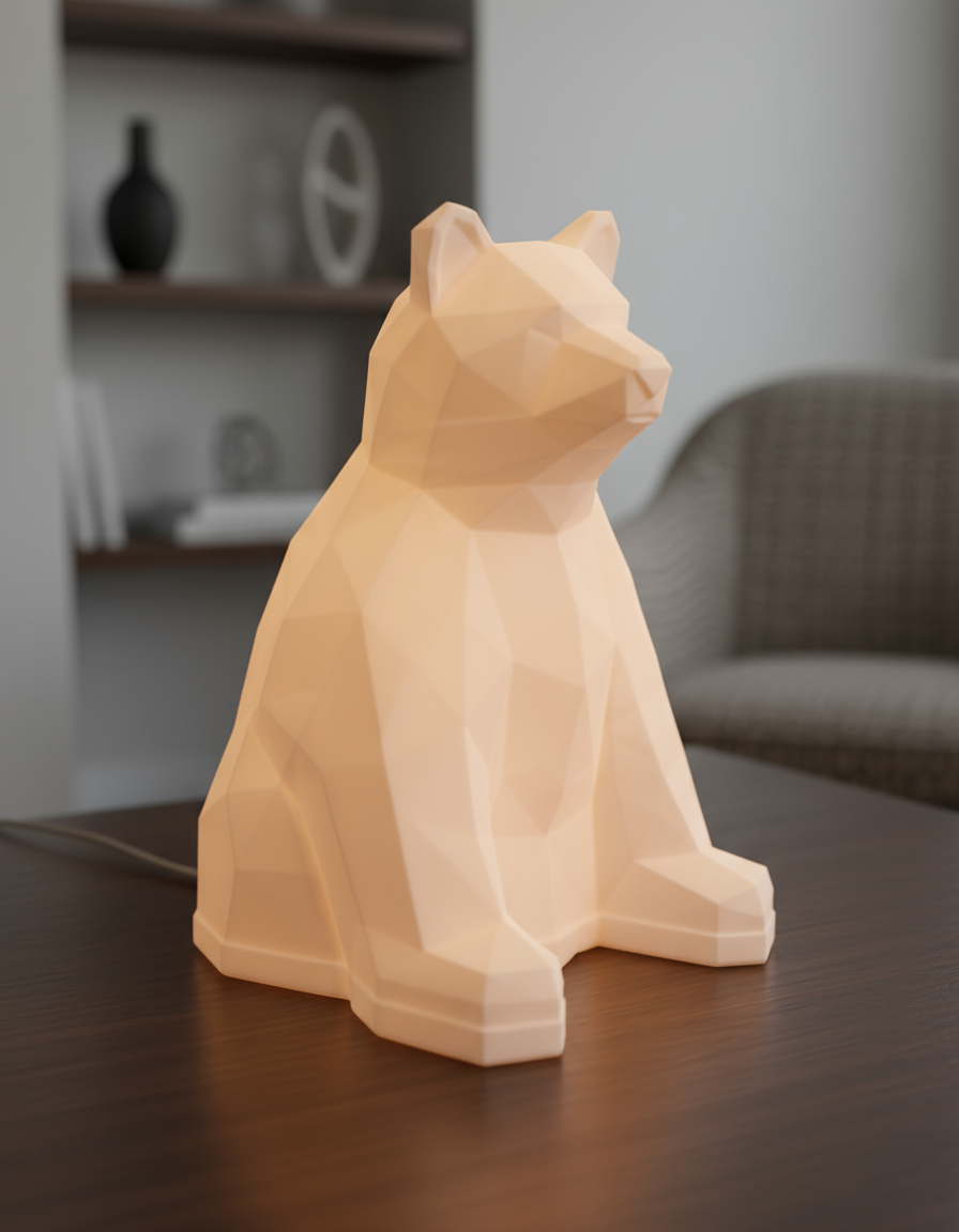 Geometric Bear Lamp - 3D Low Poly LED Night Light Sculpture
