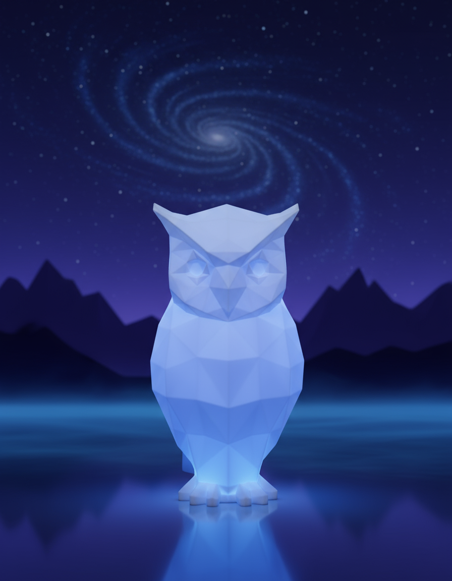 Geometric Owl Lamp - 3D Low Poly LED Night Light with Color Changing