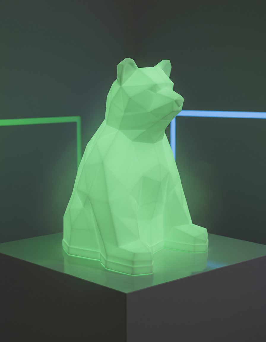 Geometric Bear Lamp - 3D Low Poly LED Night Light Sculpture