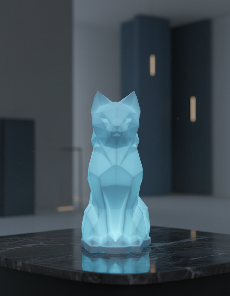 Geometric Cat Lamp - 3D Low Poly LED Night Light with Color Changing