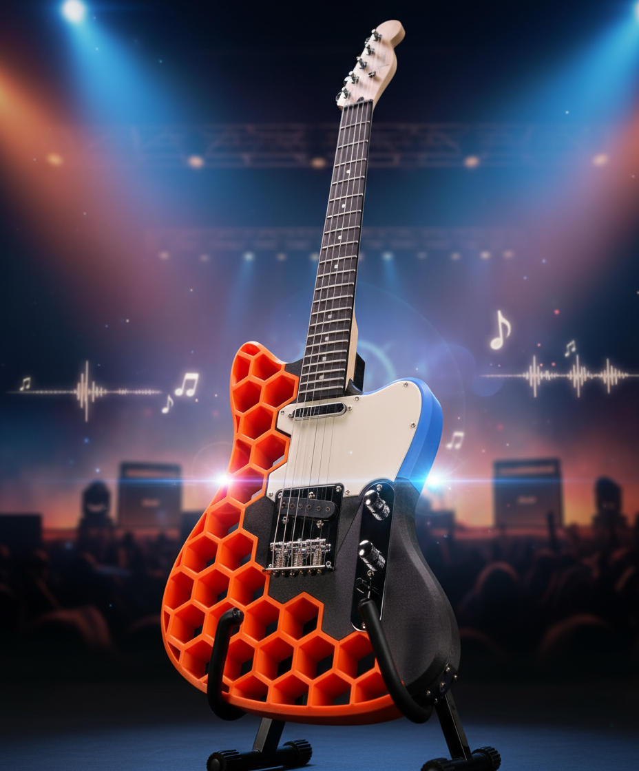 3D Printed Electric Guitar - Custom Honeycomb Design Telecaster Style
