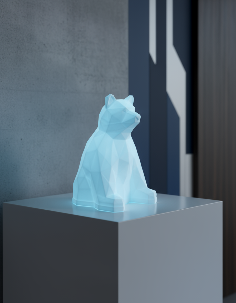 Geometric Bear Lamp - 3D Low Poly LED Night Light Sculpture